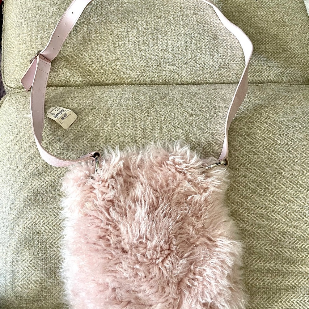NWT Ugg Pink Sheepskin And Faux Fur Crossbody Purse